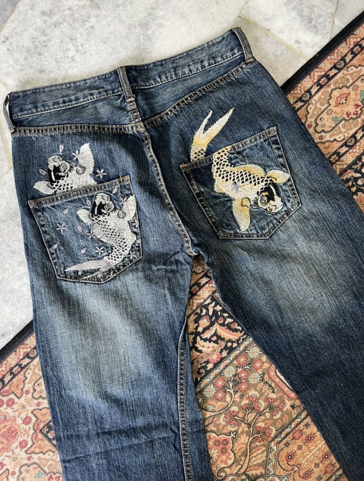 Japanese Brand Japanese Brand Karakuri Fish koi Embroidery Jeans Size US 32 / EU 48 - 7 Thumbnail