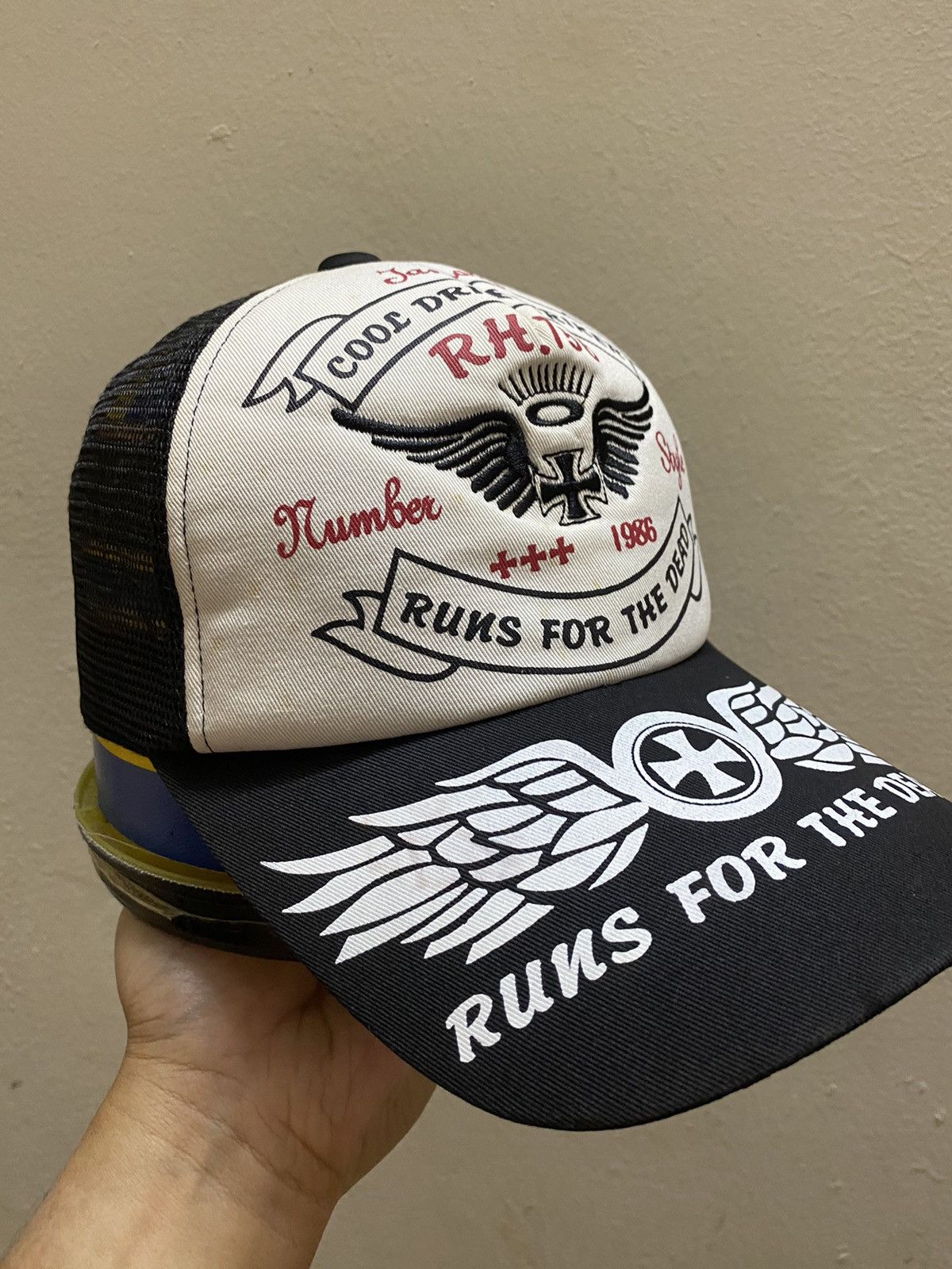 Japanese Brand × Vintage 💥VINTAGE RUN FOR THE DEAD ANGEL CROSSED CAP HAT BY 🇯🇵 Size ONE SIZE - 3 Thumbnail