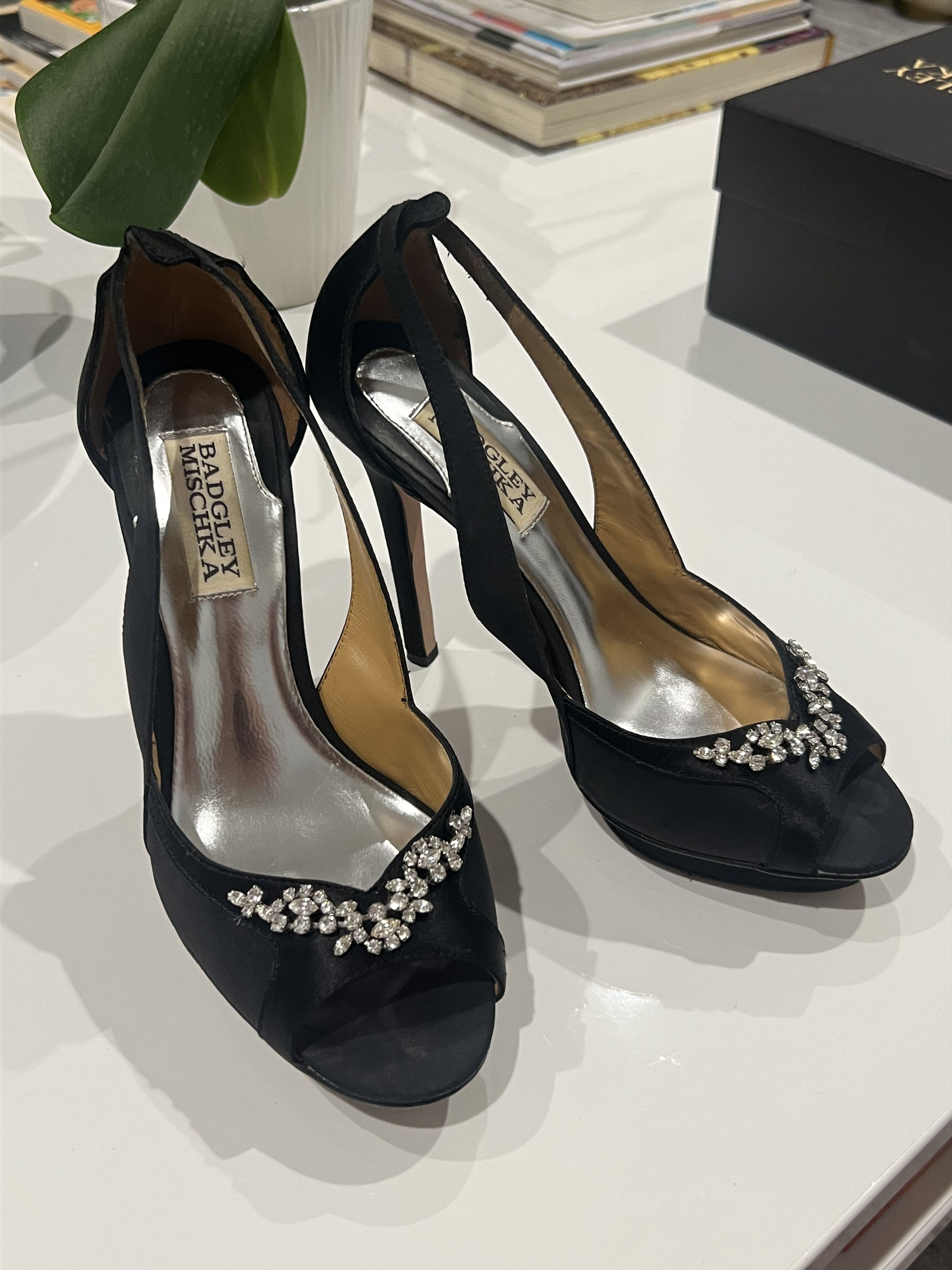Badgley Mischka Vintage Badgley Mischka Foxy Pump - Black Satin Size US 6.5 / IT 36.5 - 7 Thumbnail