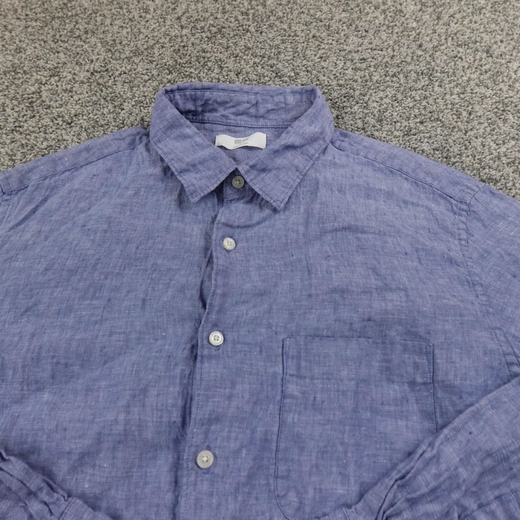 Uniqlo Uniqlo Shirt Mens XL Blue Linen Chambray Button Up Long Sleeve Casual Summer Top Size US XL / EU 56 / 4 - 3 Thumbnail