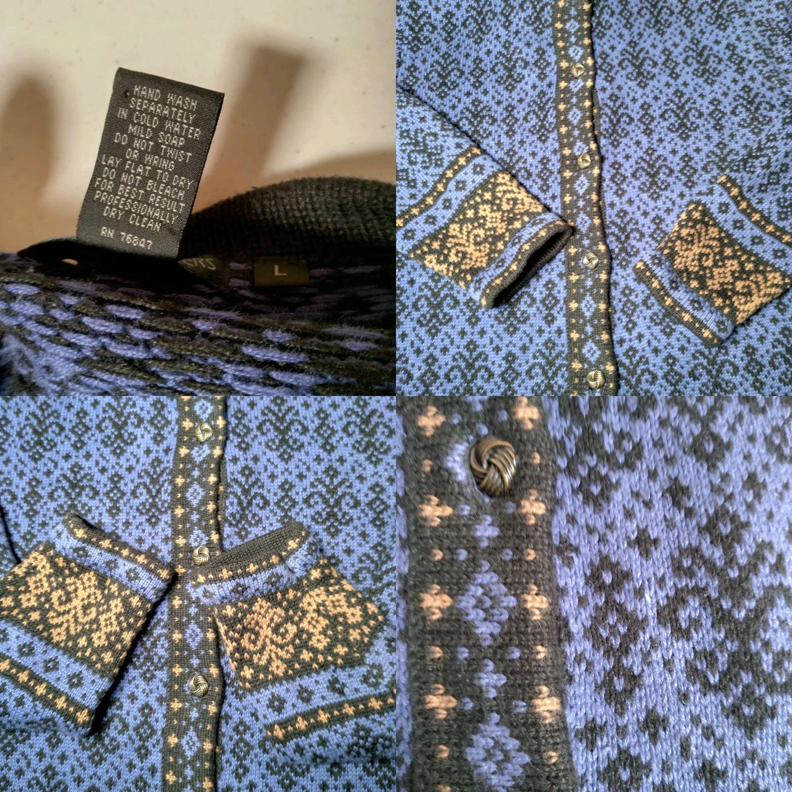 Vintage VINTAGE Nomadic Traders Cardigan Sweater Women L Blue Fleur De Lis Nordic Button Up Cardigan Womens Large Size L / US 10 / IT 46 - 8 Thumbnail