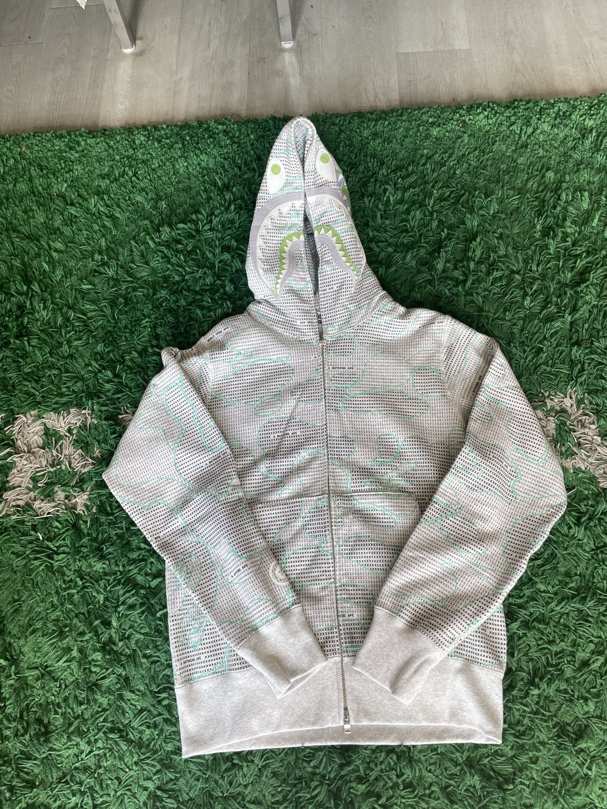 Bape Bape Text Code Camo Shark Full Zip Hoodie Grey M Size US M / EU 48-50 / 2 - 1 Thumbnail