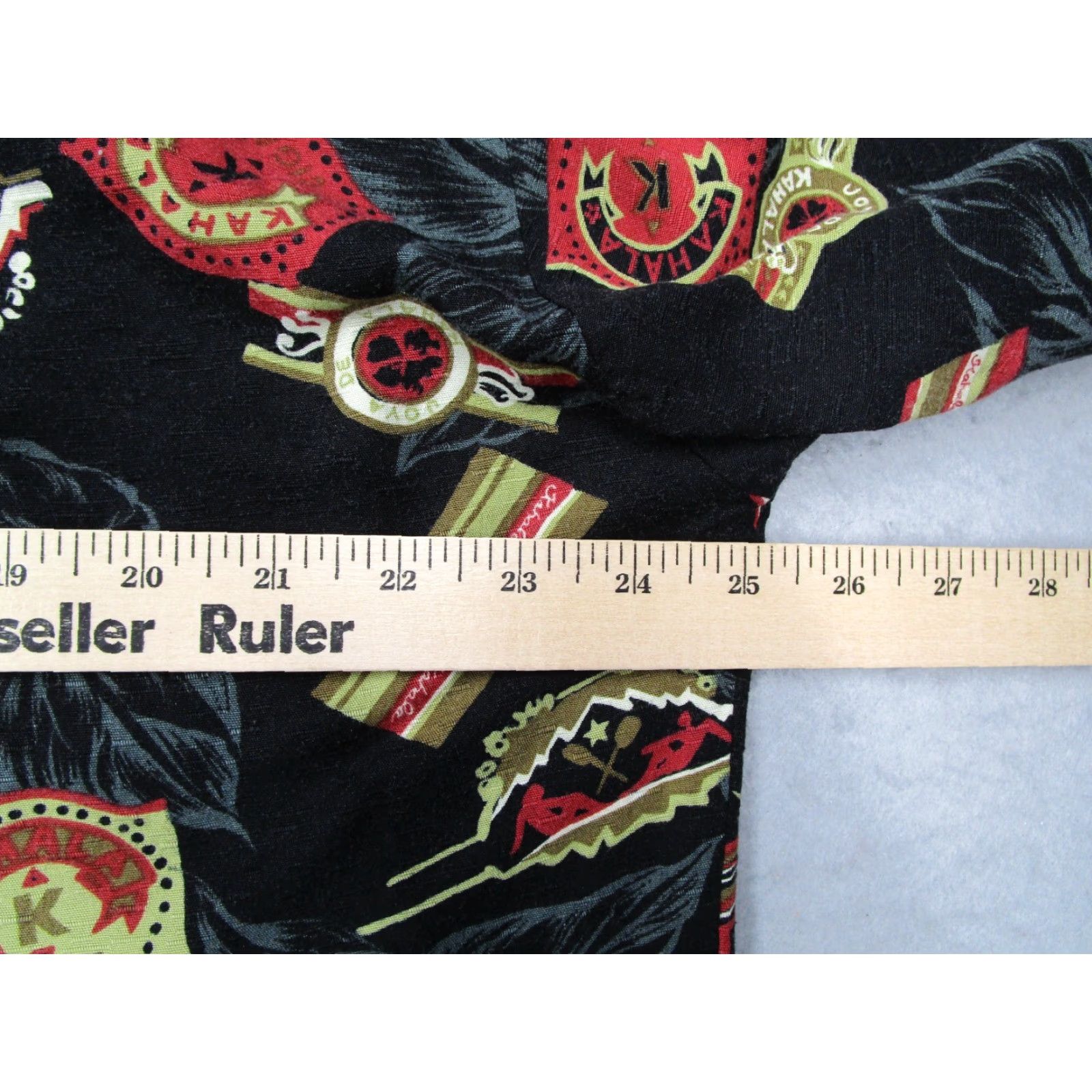 ALOHAS Kahala Men's Black Short Sleeve Button-Up Shirt Geometric Hawaiian Retro Cigar Band Rayon Kahala Shirt Adult Large Mens Size US L / EU 52-54 / 3 - 5 Thumbnail