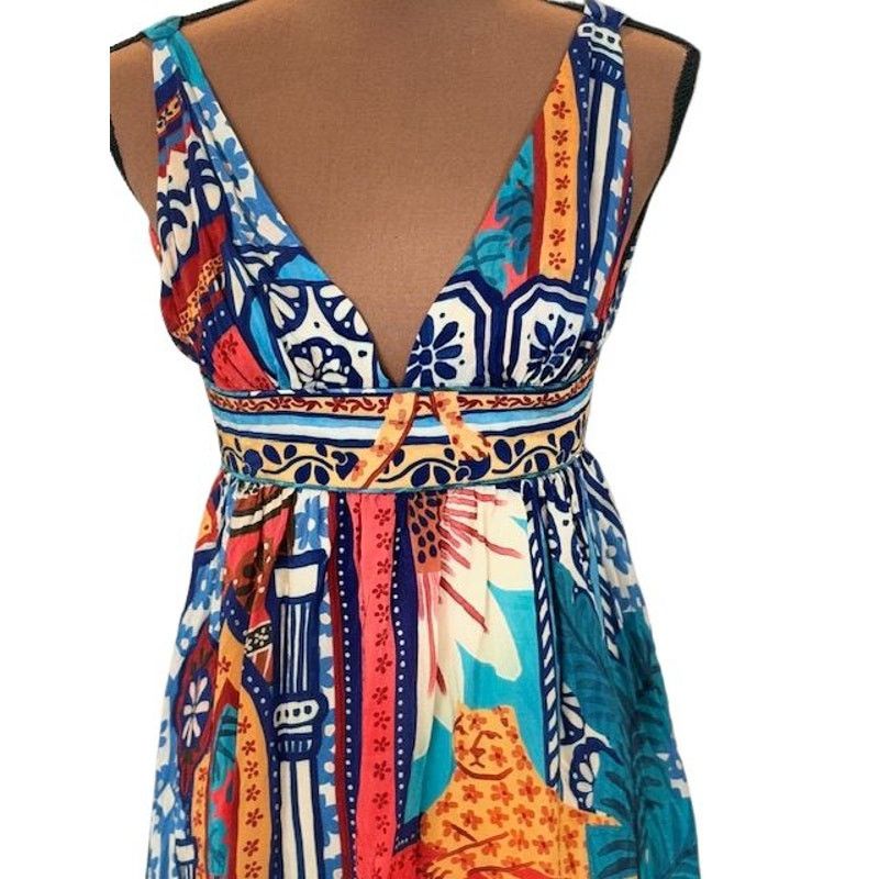 Farm Rio Farm Rio Sleeveless Forest Tiles V-Neck Midi Dress – Size XS Size XS / US 0-2 / IT 36-38 - 3 Thumbnail