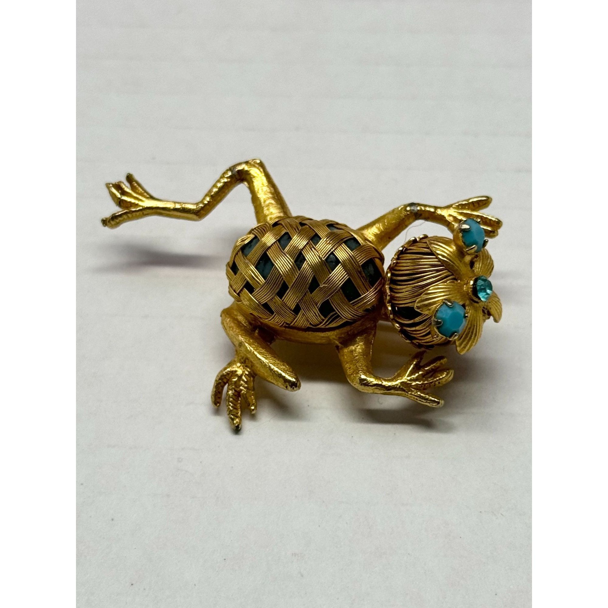Vintage Vintage wire wrapped jewel frog brooch pin Size ONE SIZE - 3 Thumbnail