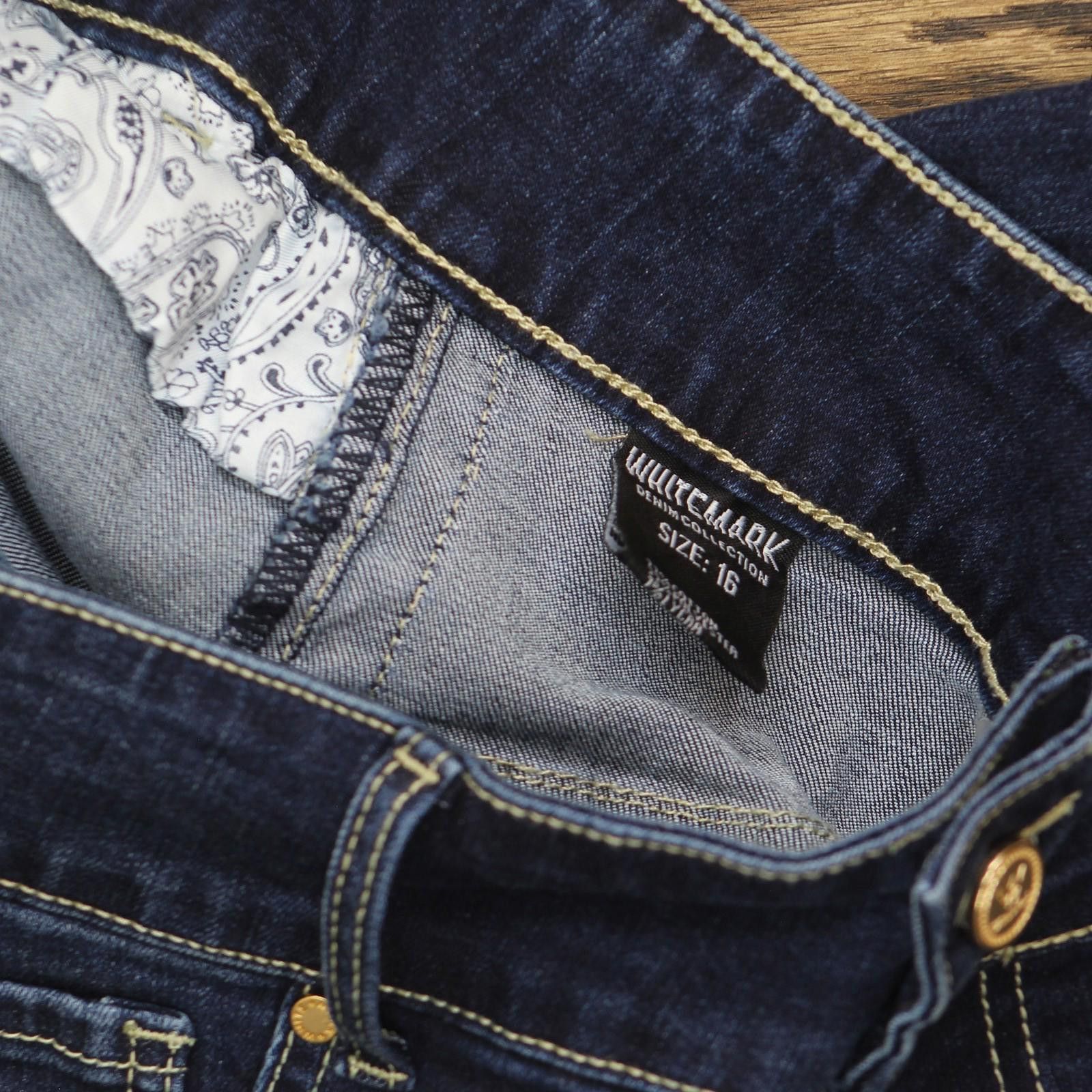 White Mark Nwt White Mark 3 Pocket Jeans Dark Wash Leopard Blue 16w Size 38" / US 16 / IT 52 - 6 Thumbnail