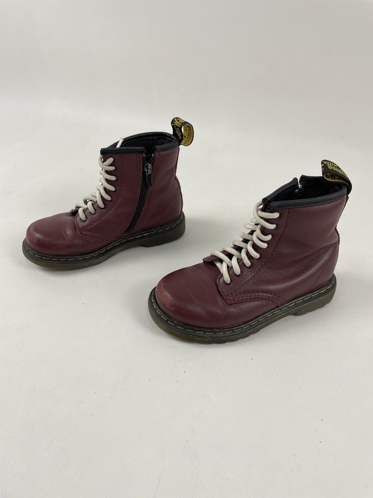 Children of the discordance × Dr. Martens × Red Wing Unisex DR.MARTENS Brooklee 1460 Leather Cherry Zip High-Top Boots Kids UK9 US 10 Size US 4 / IT 34 - 4 Thumbnail