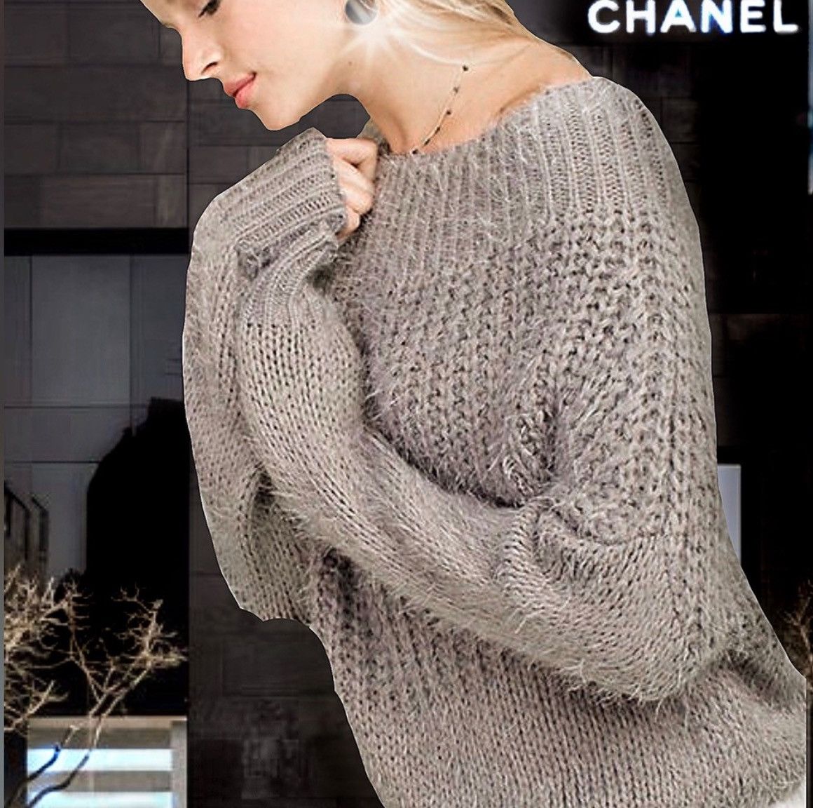 Designer × Other NWOT, Active USA Women’s Grey Off Shoulder Sweater. Size S / US 4 / IT 40 - 1 Thumbnail