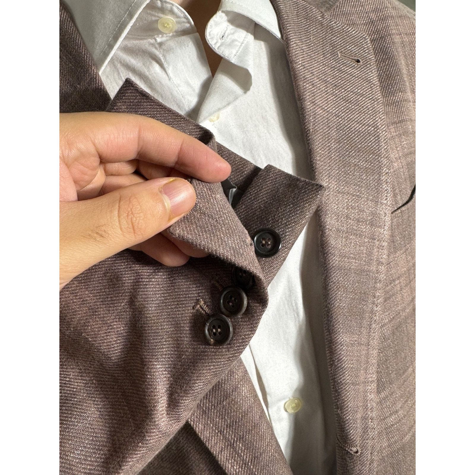 Brunello Cucinelli Brunello Cucinelli Peach/Brown Wool Linen silk Blazer 38R Size 38R - 2 Thumbnail