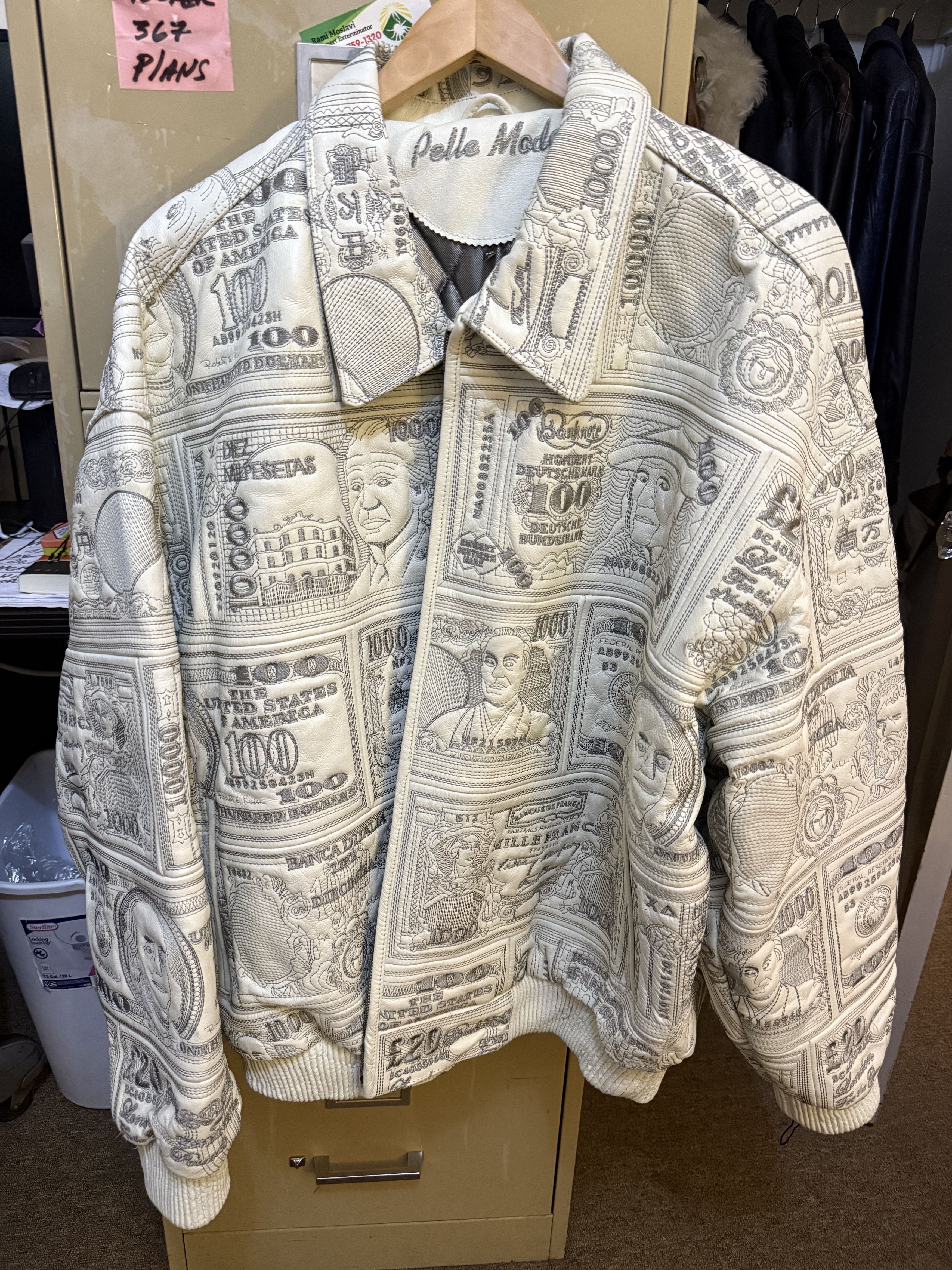 Pelle Pelle Pelle Pelle Vintage Money Print Leather Jacket Size US XL / EU 56 / 4 - 1 Thumbnail