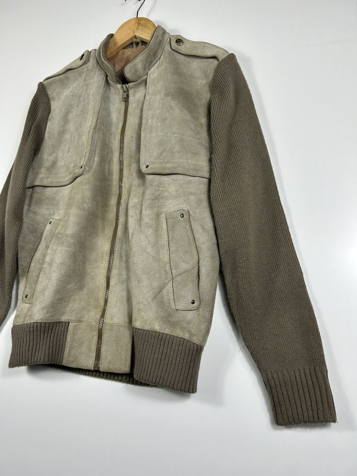 Japanese Brand ⚡️Vintage Mervyn’s Zipper Knit Sleeve Suede Leather Jacket Size US M / EU 48-50 / 2 - 3 Thumbnail