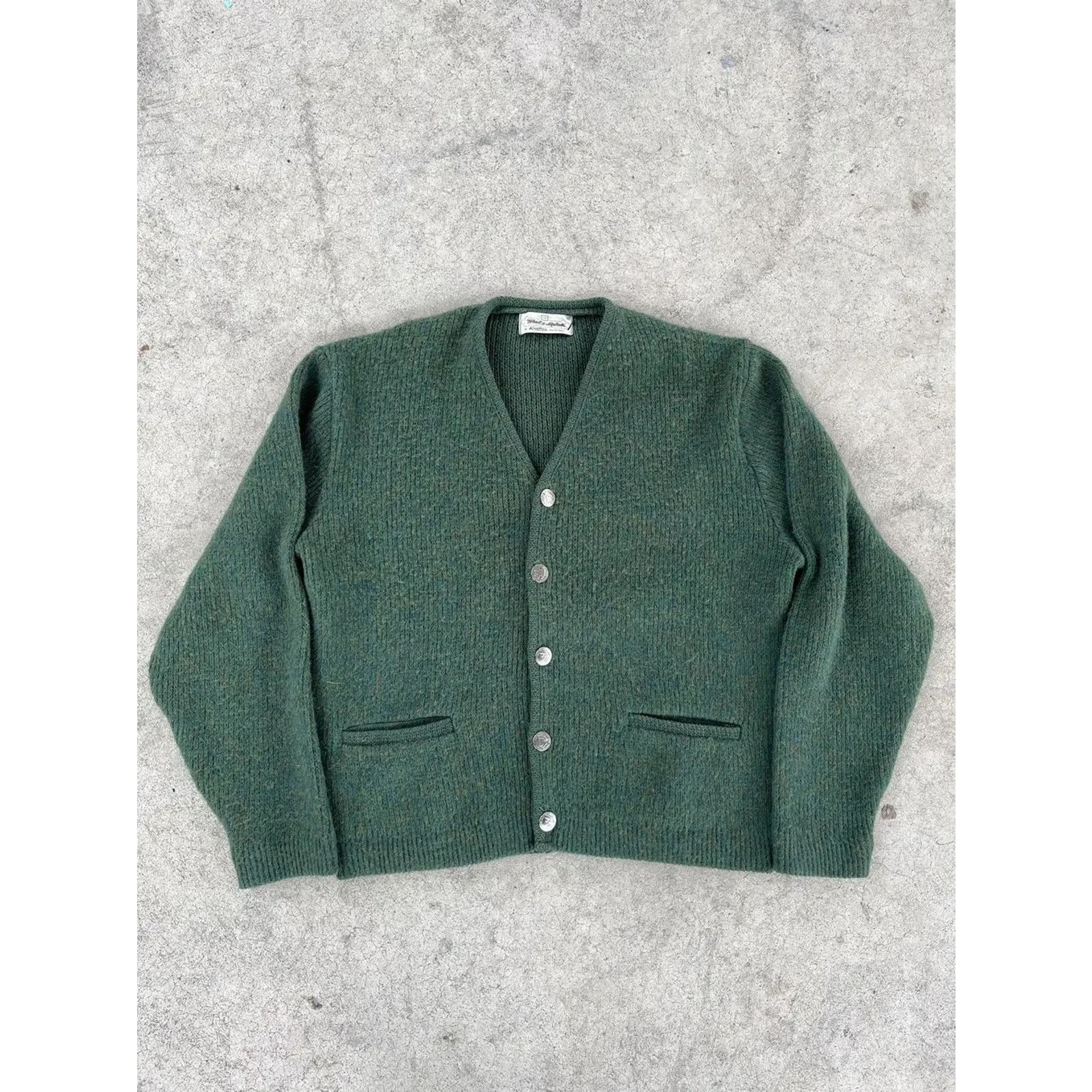 Vintage Vintage 1960s Wool & Mohair Green Cardigan | Size S Size US S / EU 44-46 / 1 - 1 Thumbnail