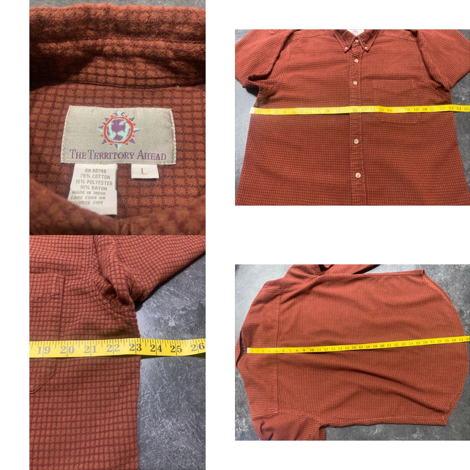 The Territory Ahead VINTAGE Territory Ahead Men's Flannel Shirt Long Sleeve Button Up Casual Fall Spring Winter Burgundy Size L Size US L / EU 52-54 / 3 - 8 Thumbnail
