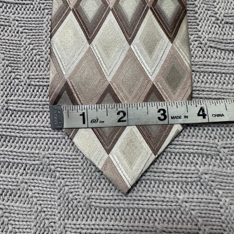 Vintage Vintage Enzo Brunatti bronze diamond geometric silk tie Size ONE SIZE - 4 Thumbnail