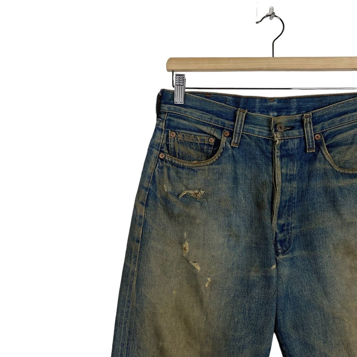 Levi's × Levi's Vintage Clothing × Vintage 🔥 90s VINTAGE LEVIS BIG E RED LINE DYED DISTRESS DENIM Size US 30 / EU 46 - 6 Thumbnail