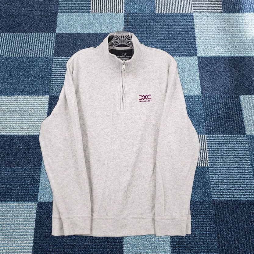 Vineyard Vines Vineyard Vines Mens Sweater Knit Gray 1/4 Zip Mock Neck L Large Regular Fit Size US L / EU 52-54 / 3 - 1 Thumbnail