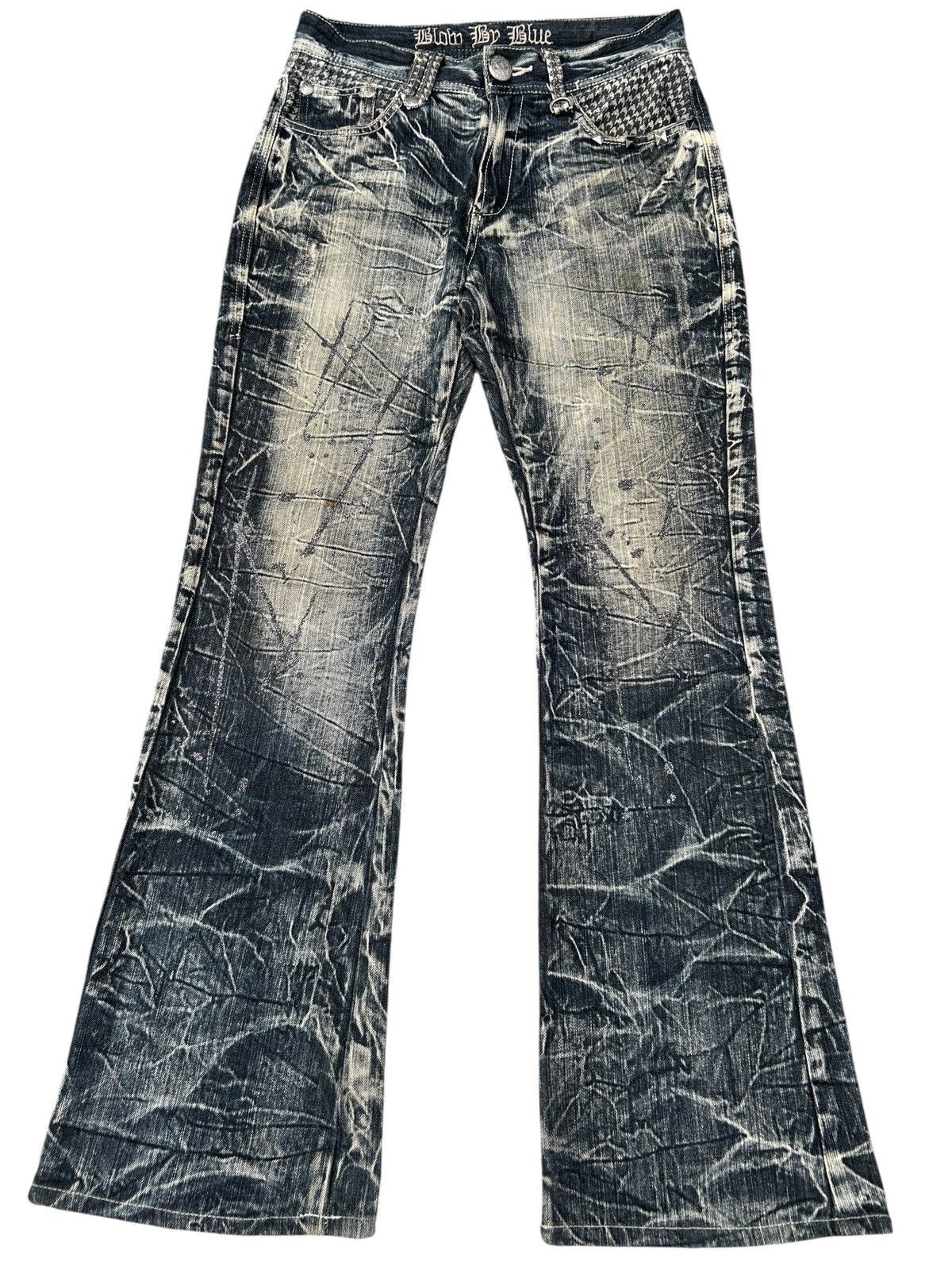 Seditionaries FLARE SKULL BLOW BY BLUE BUCKLE BACK PUNK DISTRESSED DENIM Size US 30 / EU 46 - 3 Thumbnail