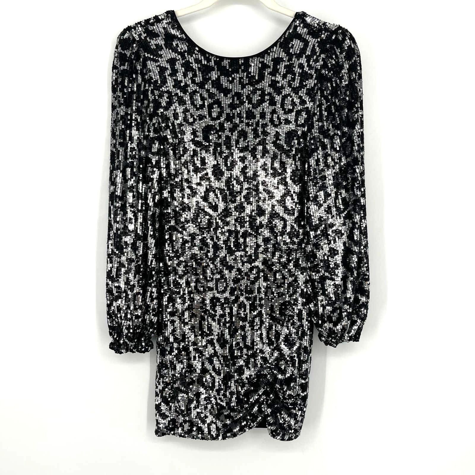 Saylor Saylor Sequin Black White Mini Dress Size XS Size XS / US 0-2 / IT 36-38 - 8 Thumbnail