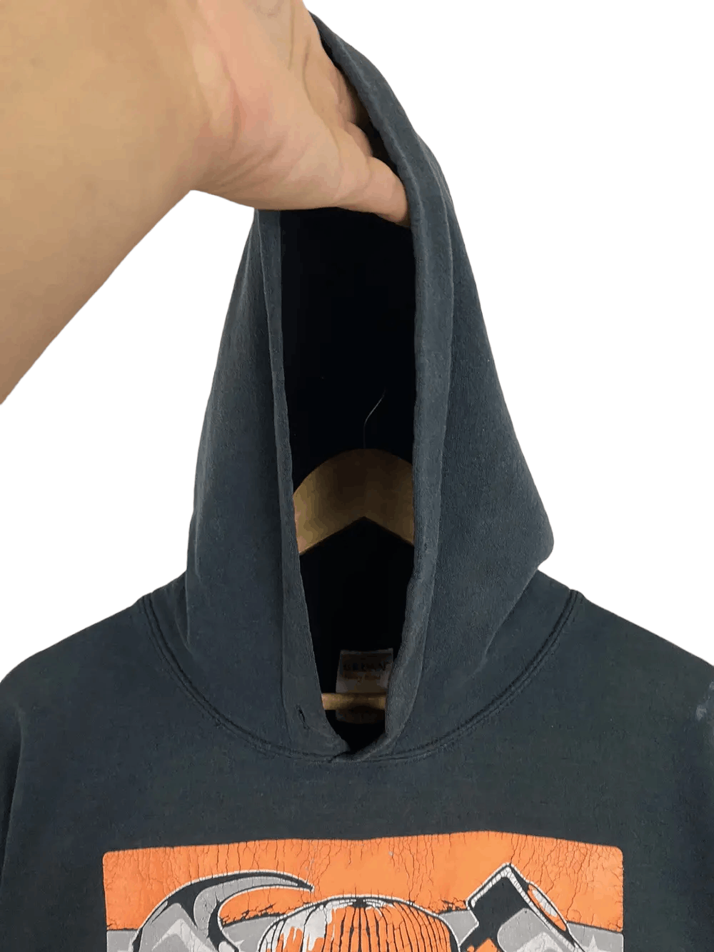 Gildan × Vintage Vintage Gildan Hoodie Safety Shirt Skull Size US L / EU 52-54 / 3 - 8 Thumbnail