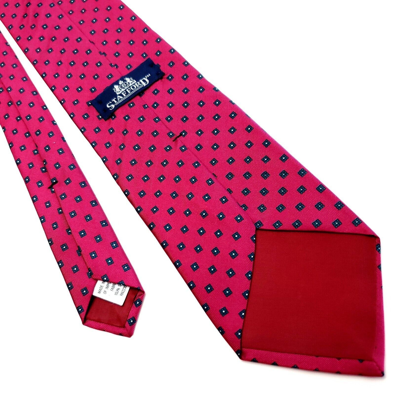 Stafford Stafford Red Silk Tie Woven Geometric Short Size ONE SIZE - 3 Thumbnail