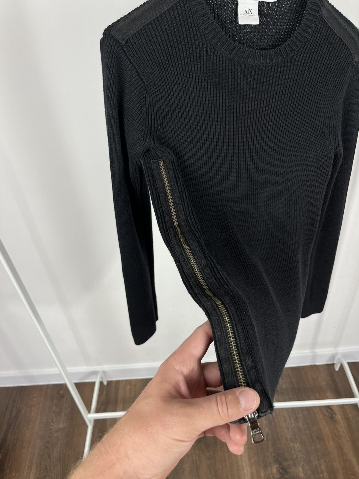 Armani Exchange Armani Exchange Ribbed Sweater Zipper Sides Biker Black Size US S / EU 44-46 / 1 - 7 Thumbnail