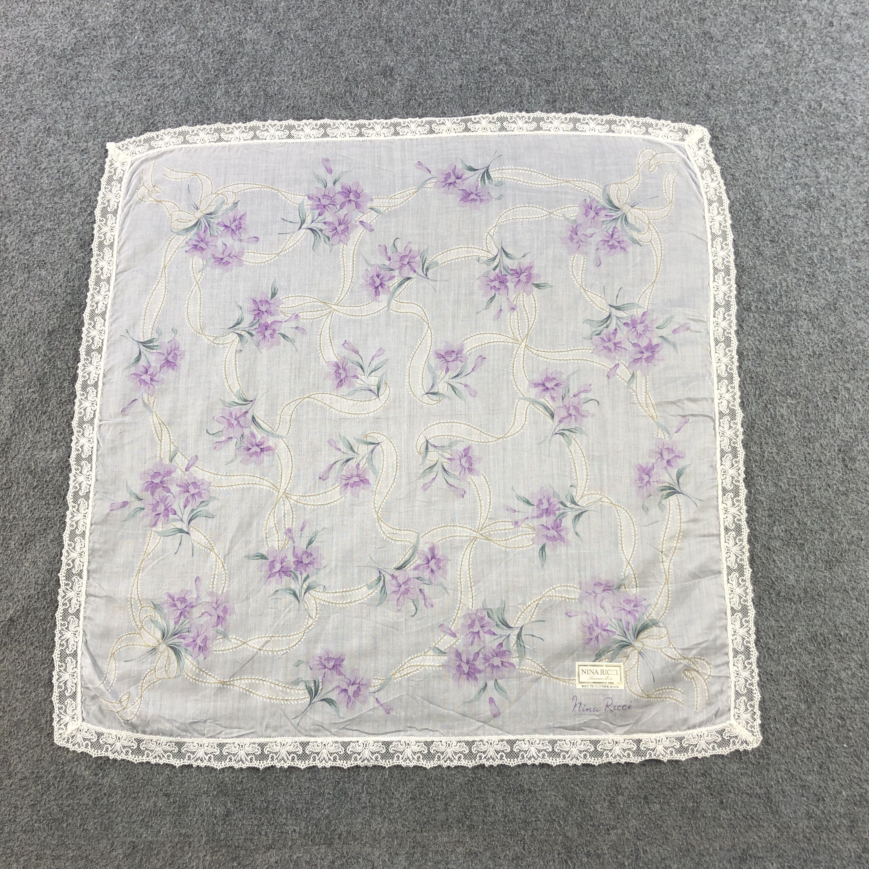 Nina Ricci Nina Ricci Floral Handkerchief Bandana Neckerchief H2358 Size ONE SIZE - 2 Thumbnail