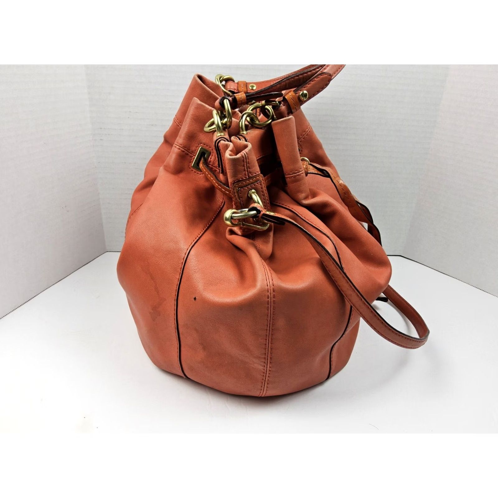 Coach Coach Shoulder Bag Large Orange Peyton Drawstring Leather Womens Size ONE SIZE - 2 Thumbnail