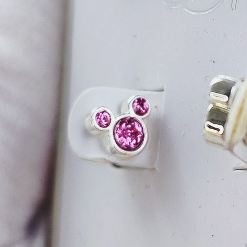Disney Disney Parks October Birthstone Mickey Earrings Pink Crystal Size ONE SIZE - 2 Thumbnail