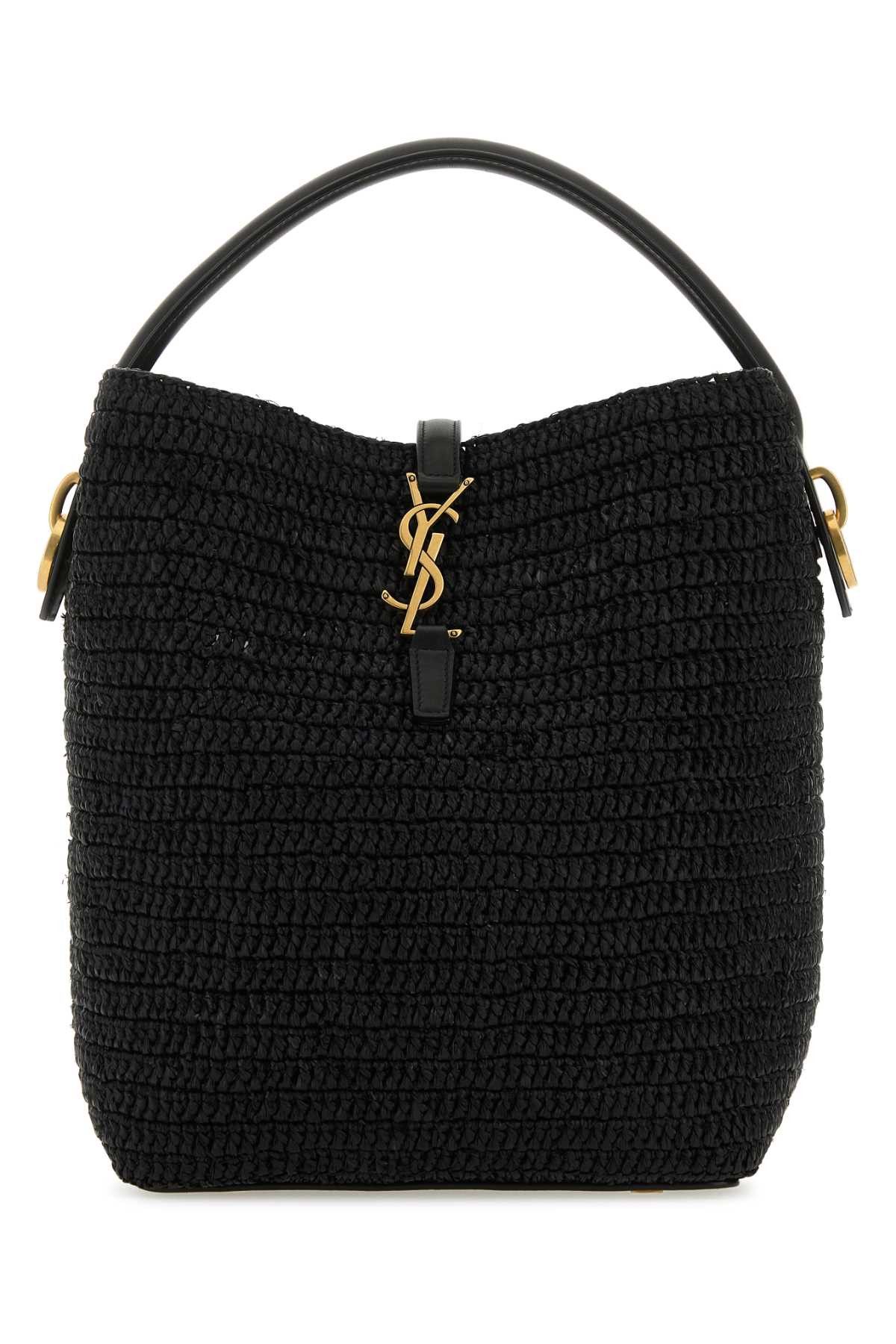 Black Raffia Le 37 Bucket Bag
