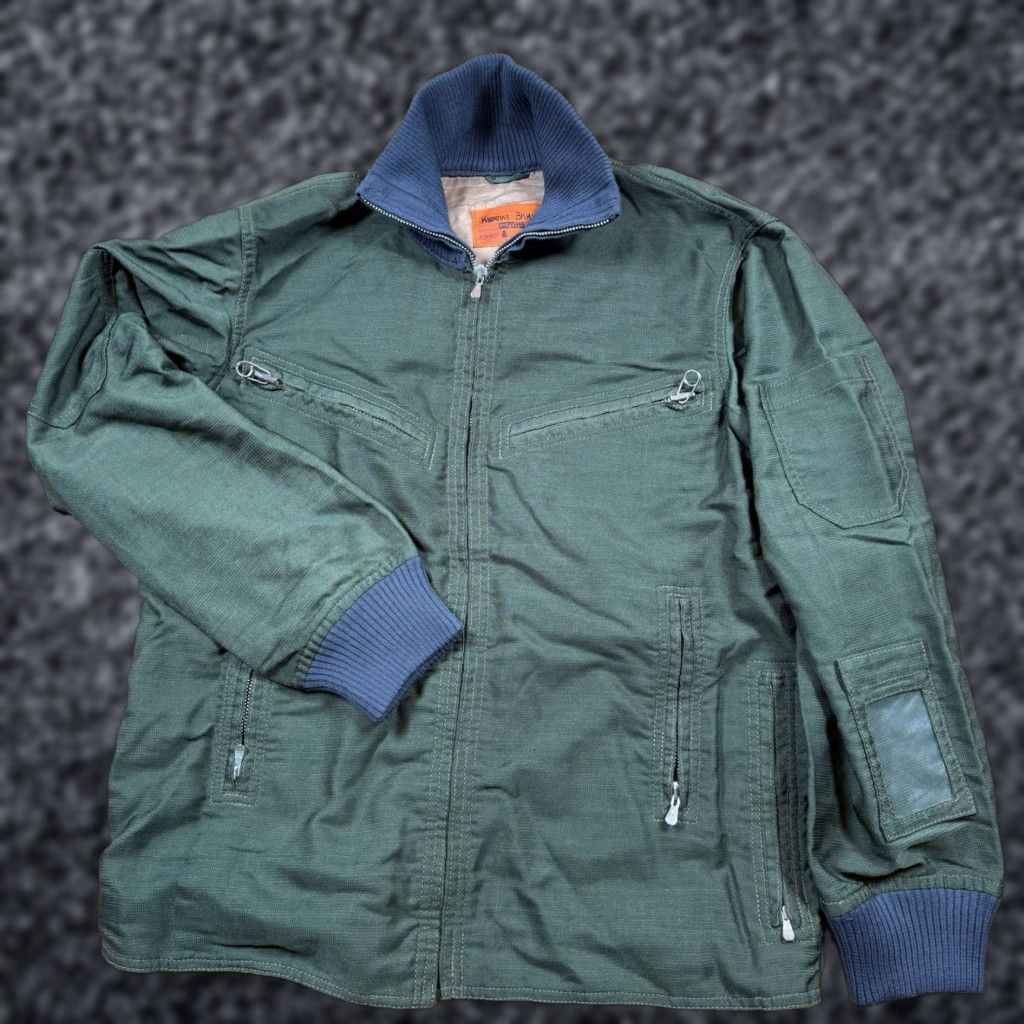 Vintage VINTAGE Flight Russian Military Bomber Jacket Green Mens Large 6 Pocket Nylon Cargo Jacket Size US L / EU 52-54 / 3 - 1 Thumbnail