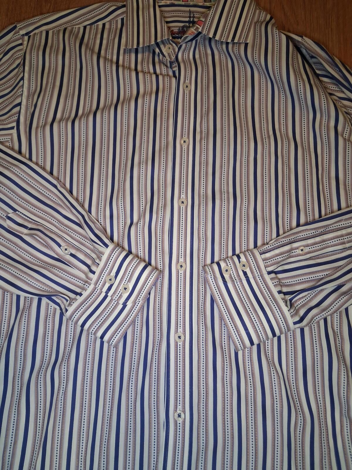 Robert Graham Robert Graham Shirt XL Multicolor Cotton Striped Flip Cuff Size US XL / EU 56 / 4 - 7 Thumbnail