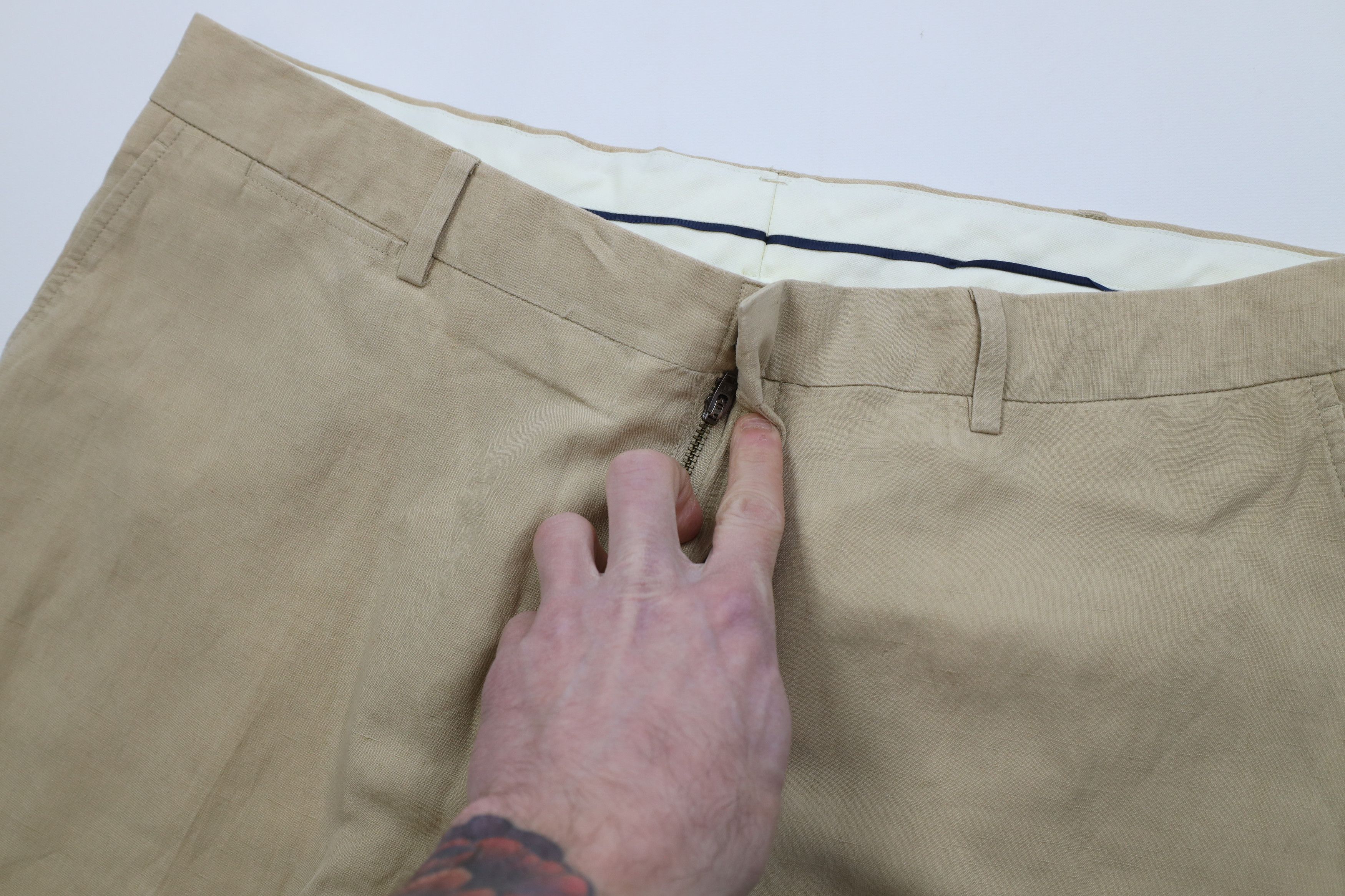 Ralph Lauren Vintage 90s Ralph Lauren Linen Wide Leg Chino Pants Beige Size US 36 / EU 52 - 7 Thumbnail