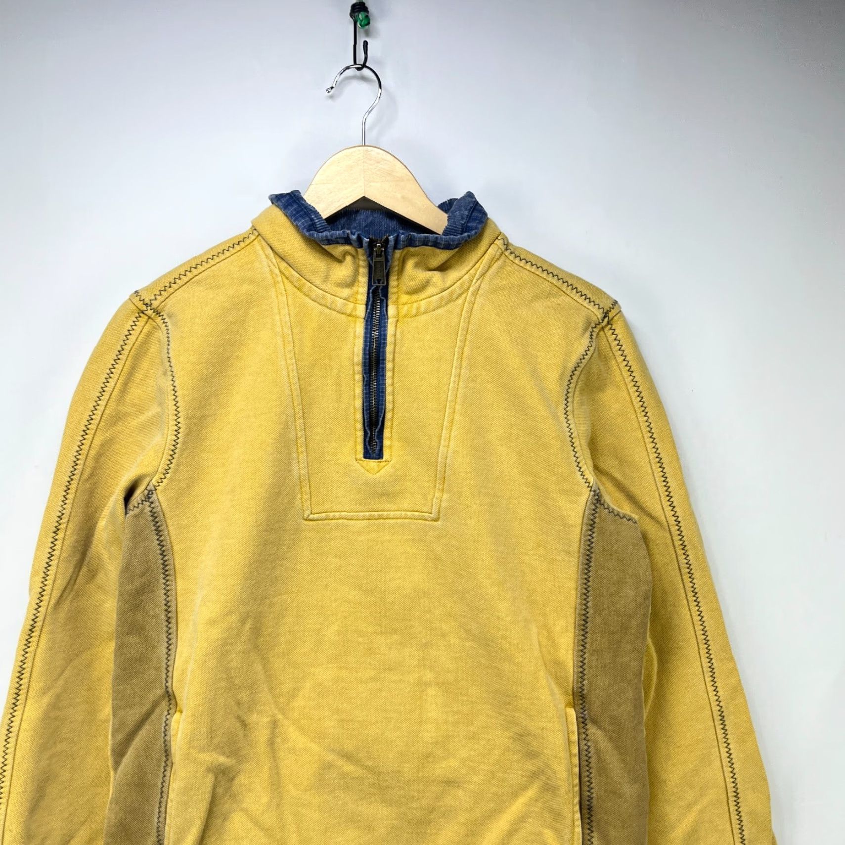 FatFace Fat Face Airlie Quarter Zip Sweater Mens Small Cotton Jumper Yellow Size US S / EU 44-46 / 1 - 3 Thumbnail
