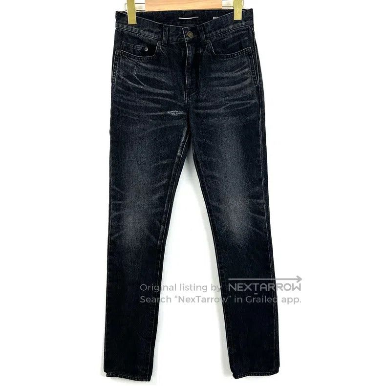 Saint Laurent Paris Saint Laurent Paris Smoked Black Ripple Wash Denim Pants Size US 27 - 1 Thumbnail