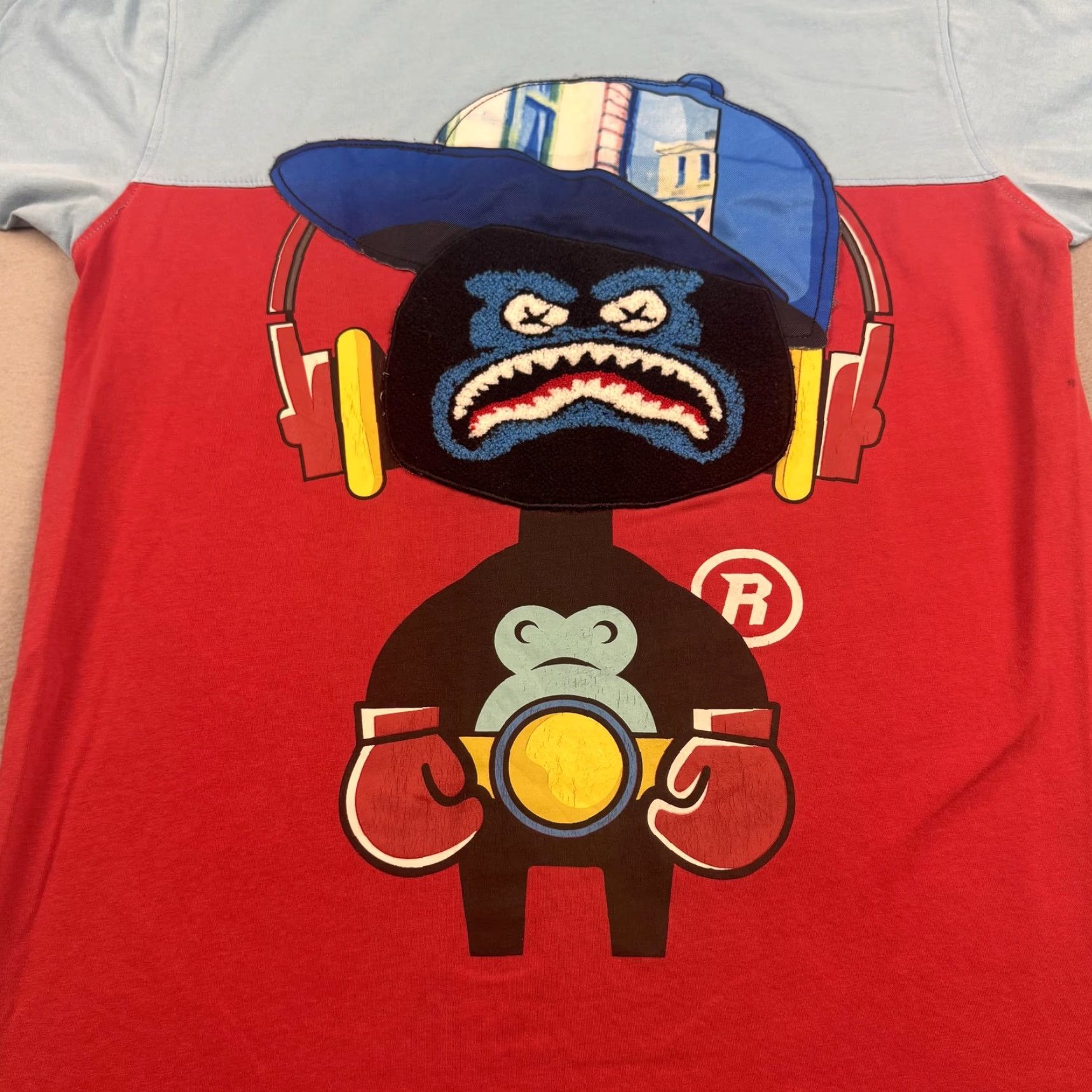 Vintage Bleecker & Mercer Shirt Mens Large Blue Red Graphic Boxer Chenille Patch Tee Size US L / EU 52-54 / 3 - 2 Thumbnail