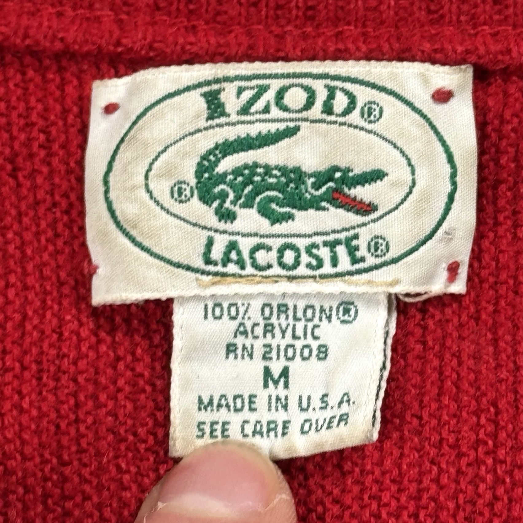 Lacoste VINTAGE Lacoste Izod USA Made V-Neck Pullover Sweater M Red Embroidered Croc 80s Preppy Tennis/Golf USA Mens Size US M / EU 48-50 / 2 - 4 Thumbnail