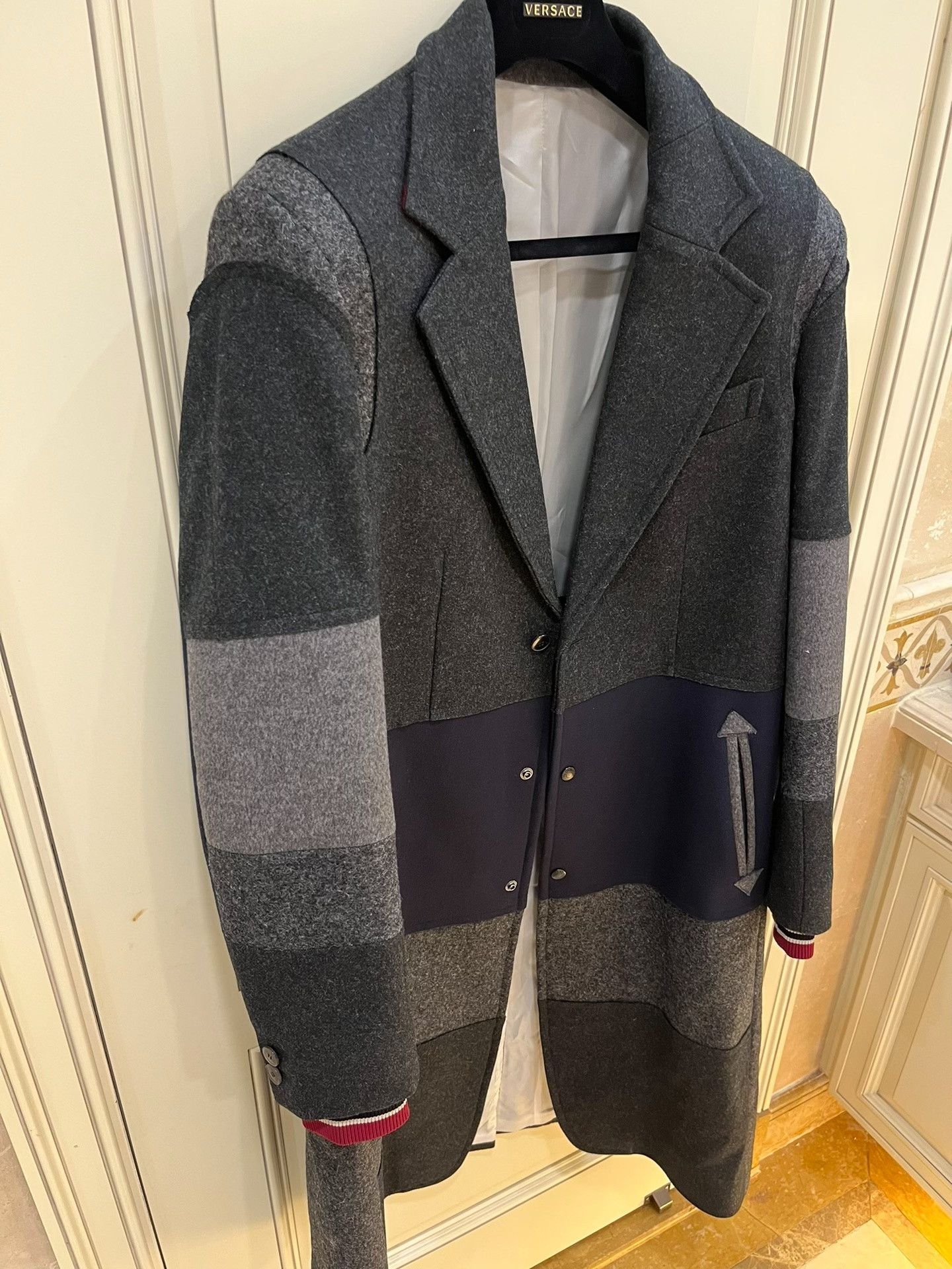 Valentino Valentino Gray Wool Striped Coat Size US S / EU 44-46 / 1 - 6 Thumbnail