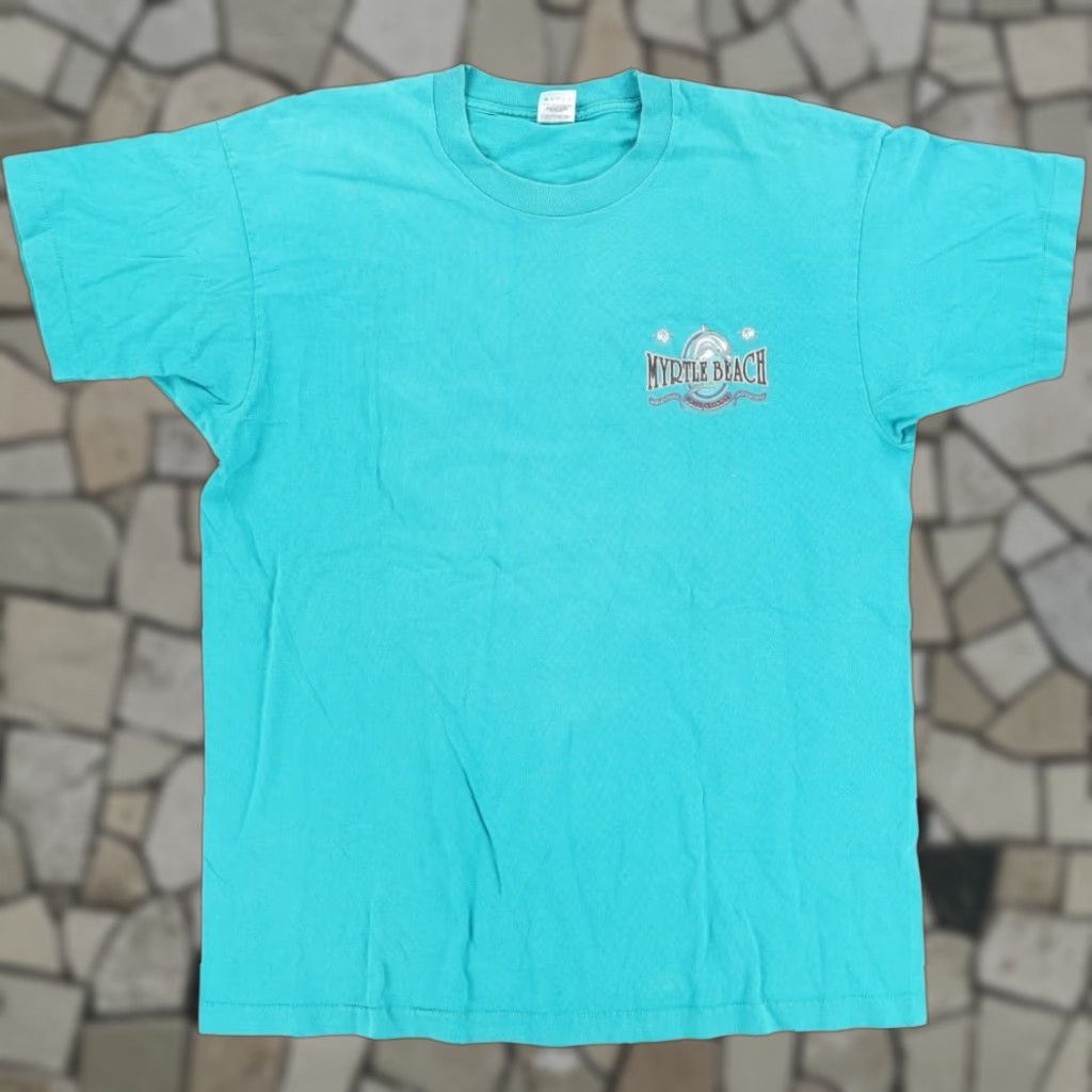 Fruit Of The Loom VTG Fruit of the Loom Myrtle Beach Dolphin Solid T-Shirt Aqua Men's XL Size US XL / EU 56 / 4 - 1 Thumbnail