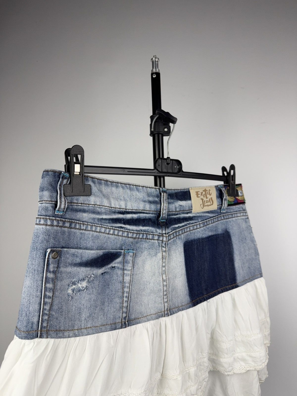 Desigual Desigual Exotic Jeans Layered Denim Y2K Boho Patch Skirt Size 31" - 8 Thumbnail