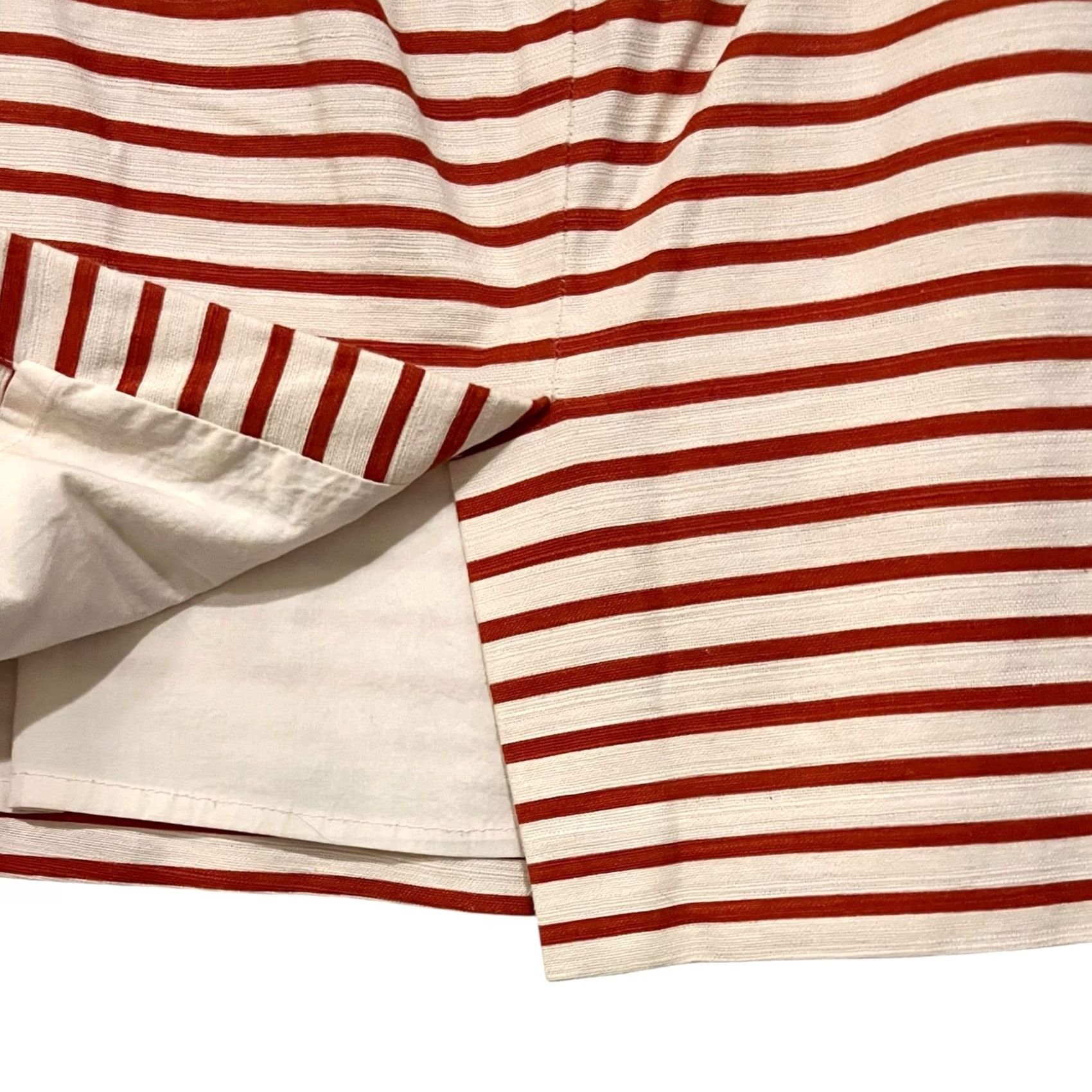 J.Crew J. Crew No 2 Pencil Skirt Size 2 Red Ivory Stripe Knee Length Linen Cotton Skirt Womens Knee Length Striped Autumn Winter Spring Summer 2 Womens Size 26" / US 2 / IT 38 - 5 Thumbnail