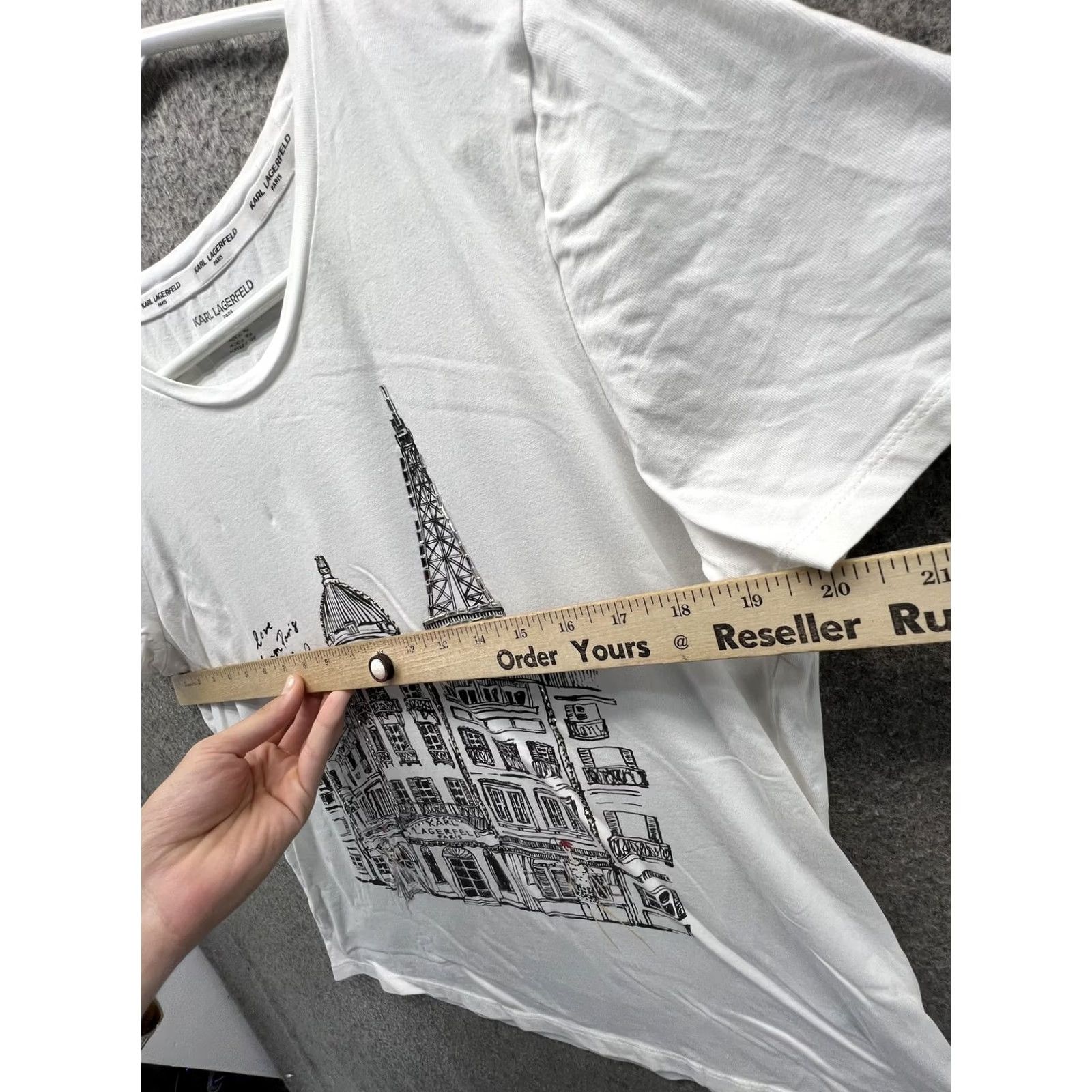 Karl Lagerfeld VINTAGE Karl Lagerfeld Paris Shirt Womens Large White Crew Neck Paris Graphic Top Size L / US 10 / IT 46 - 4 Thumbnail