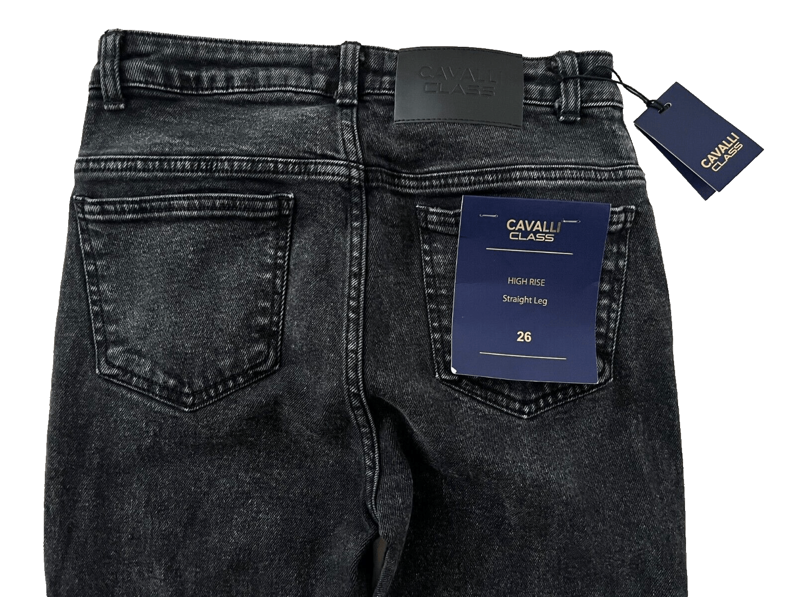 Cavalli Class Cavalli Class High Rise Straight Leg Jeans Black ( 26 ) Size 26" / US 2 / IT 38 - 3 Thumbnail