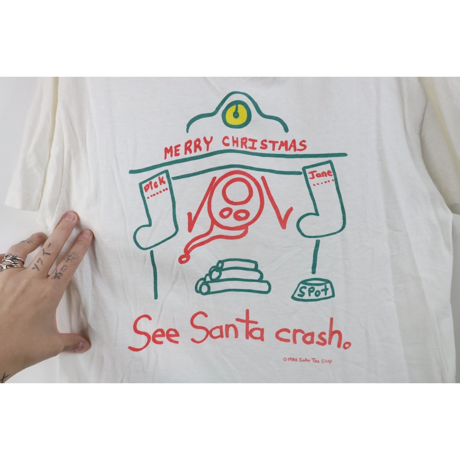 Vintage Vintage 80s Streetwear Dick and Jane Christmas T-Shirt Size L / US 10 / IT 46 - 4 Thumbnail