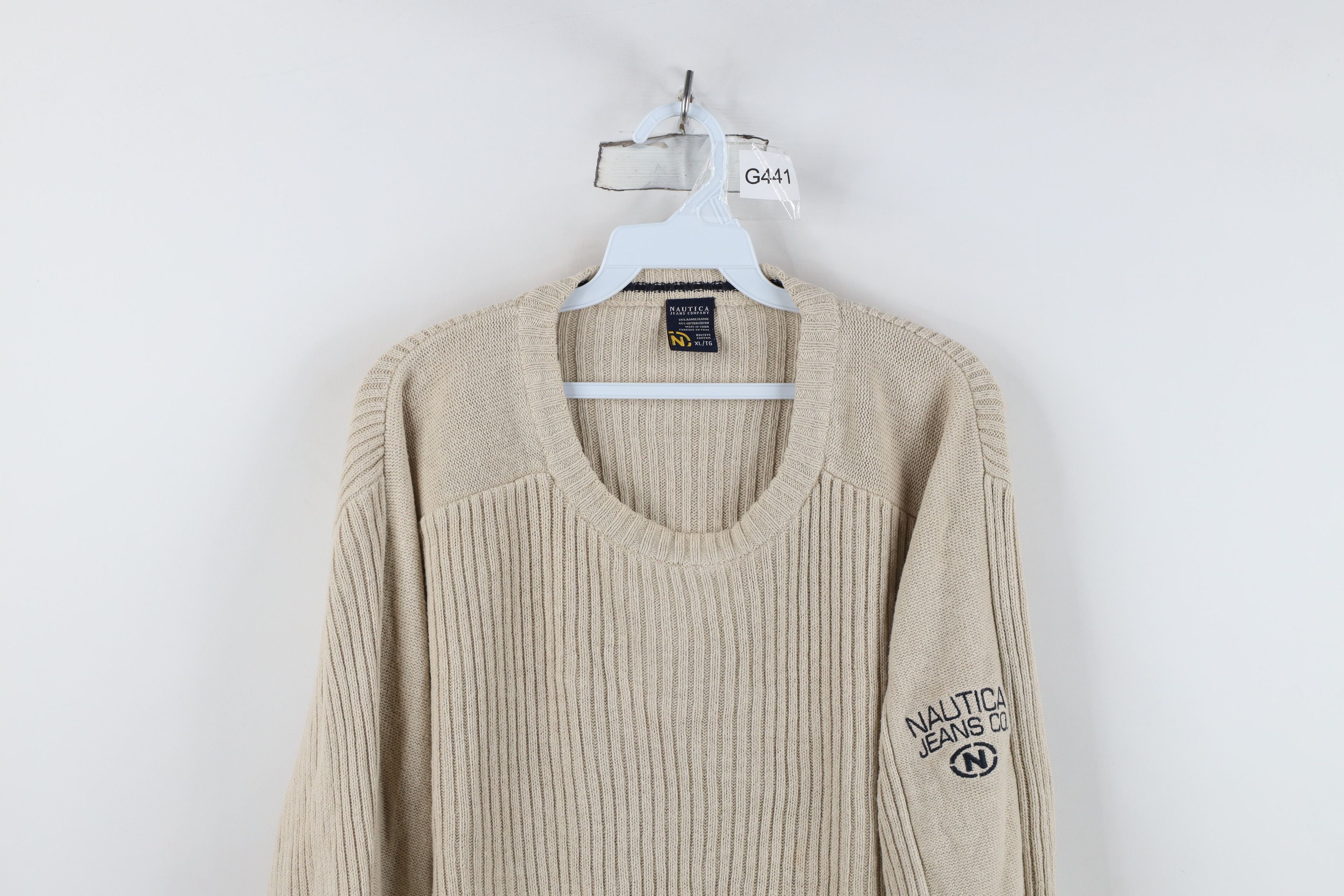 Nautica Vintage 90s Nautica Ribbed Knit Crewneck Sweater Beige Size US XL / EU 56 / 4 - 2 Thumbnail