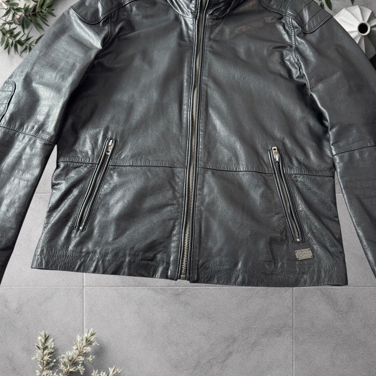 Diesel Diesel Leather Jacket Model J-BO-2 Black Biker Avirex Style Size US XXL / EU 58 / 5 - 8 Thumbnail