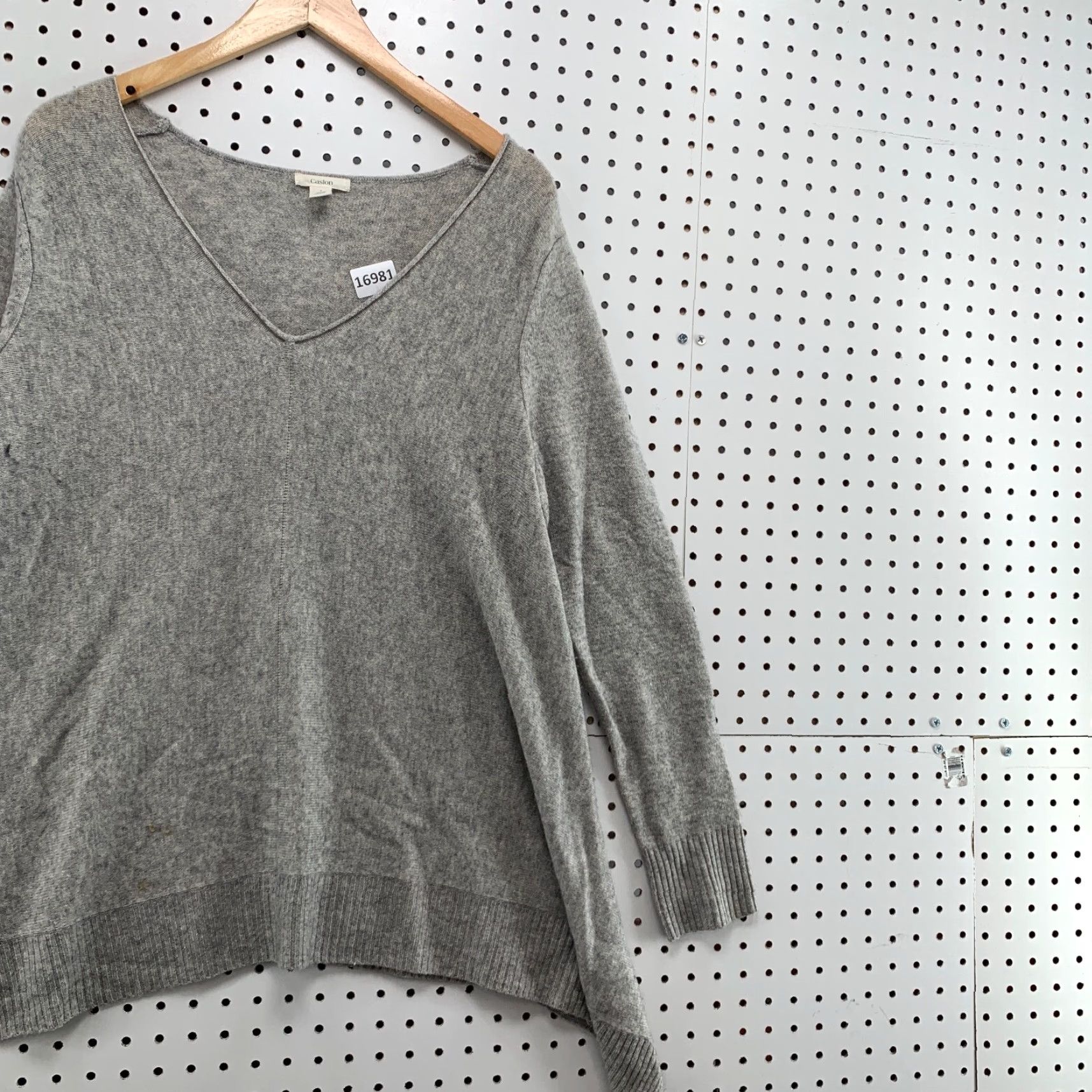 Vintage Caslon Wool Cashmere Blend Sweater Womens Size 1 Gray V-Neck Long Sleeve Size XS / US 0-2 / IT 36-38 - 4 Thumbnail