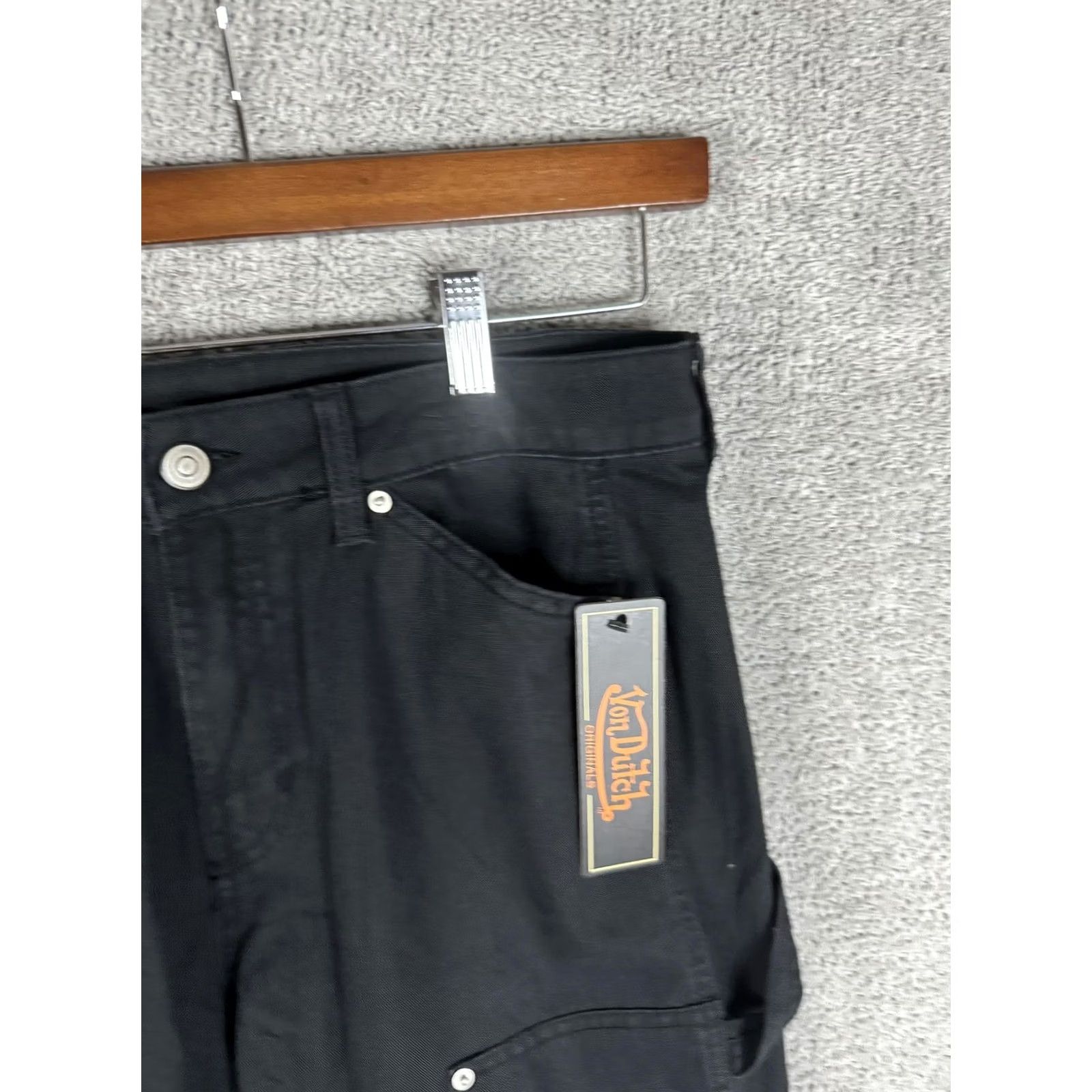 Von Dutch VON DUTCH Jeans Mens 30x32 Black Carpenter Workwear Logo Jeans Streetwear Size US 30 / EU 46 - 3 Thumbnail