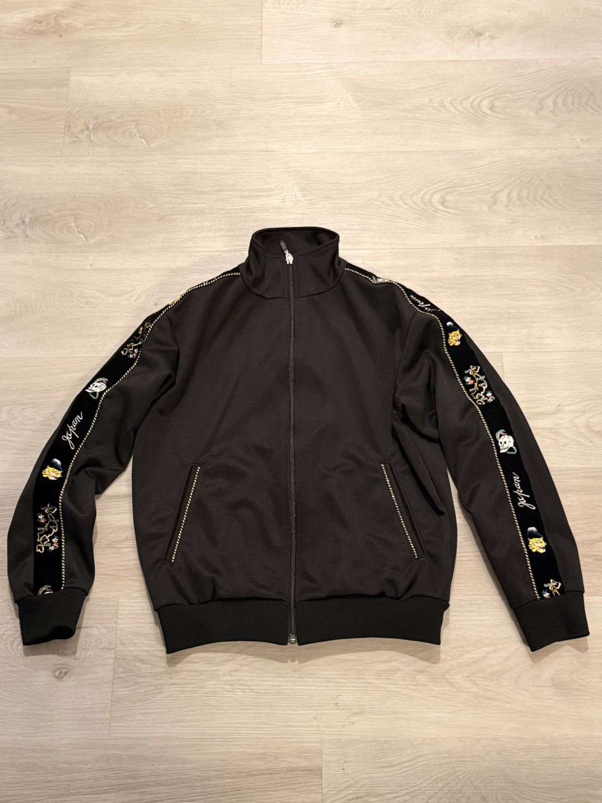 KAPITAL Embroidered Velvet-Trimmed Jersey Track Jacket
