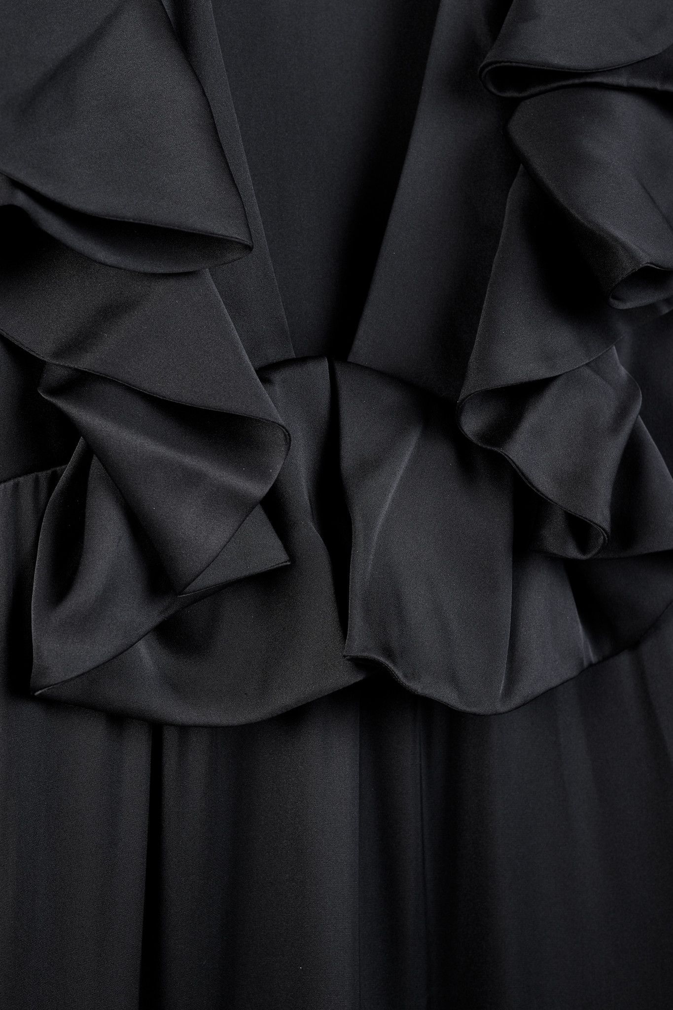 Rochas Rochas Black Silk Charmeuse Ruffle Evening Gown Size XS / US 0-2 / IT 36-38 - 6 Thumbnail