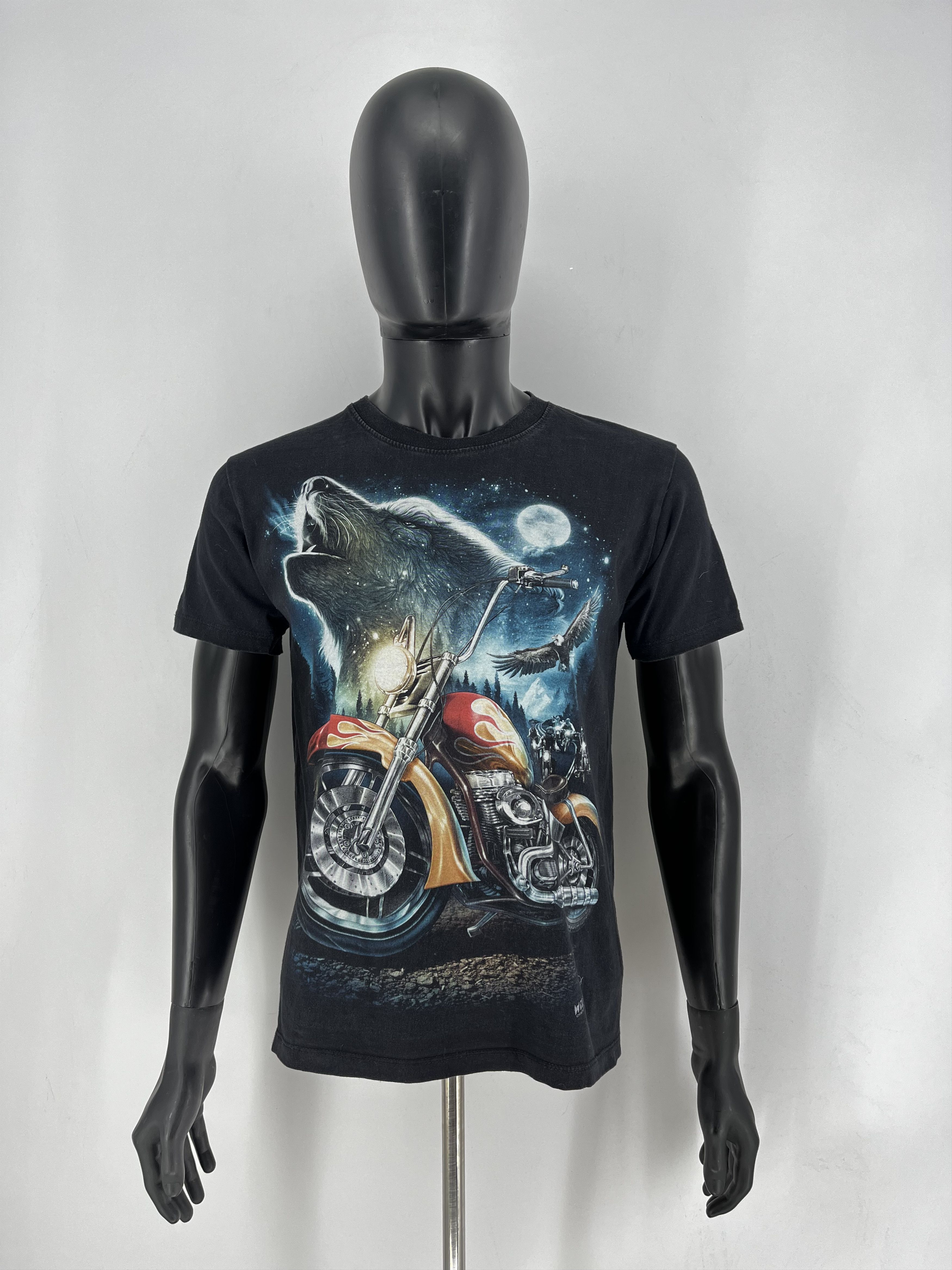 Band Tees Eagle Biker Native Indian Motorbike Front & Back Print Size US M / EU 48-50 / 2 - 2 Thumbnail